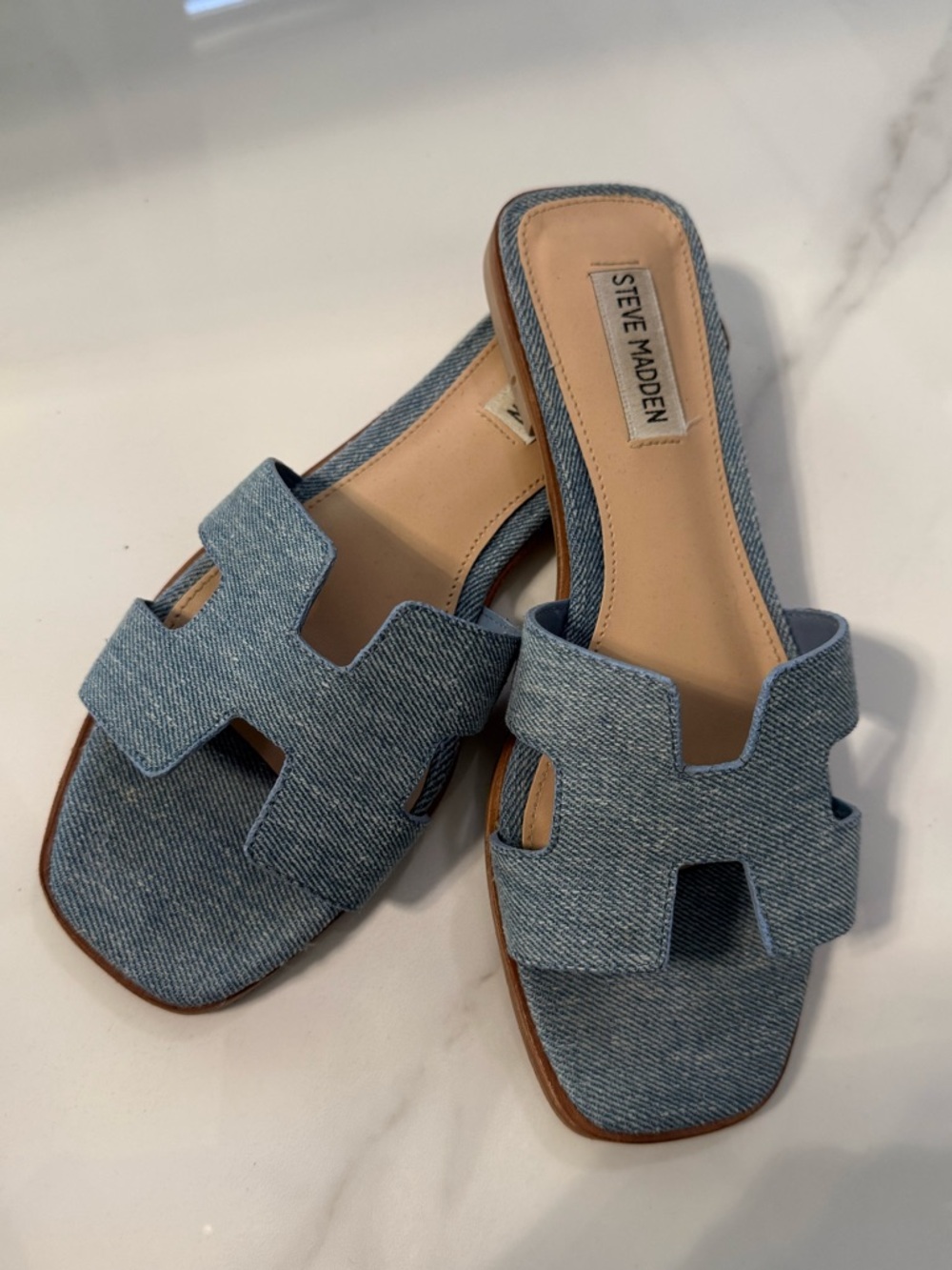 Steve Madden Denim Slide Mules in Light Blue